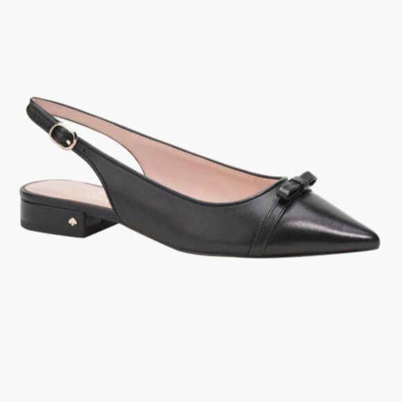 NWT Kate Spade Slingback Flat (6) Veranda, Black Leather - Picture 1 of 10